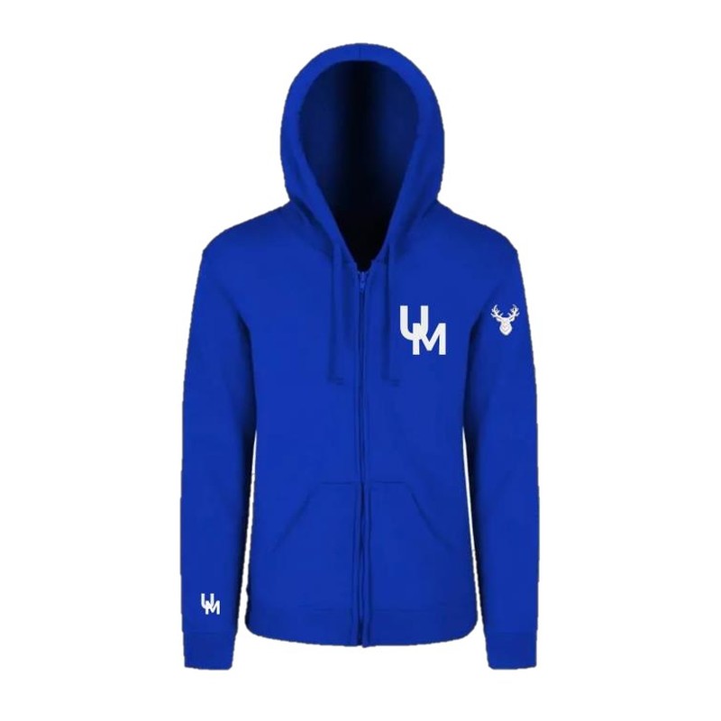 Sudadera UM azul con zipper y logo bordado